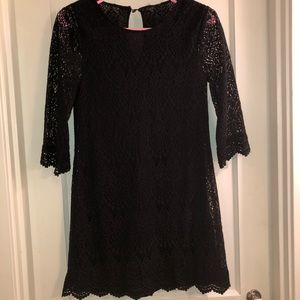 Quarter Sleeve Black Lace Dress